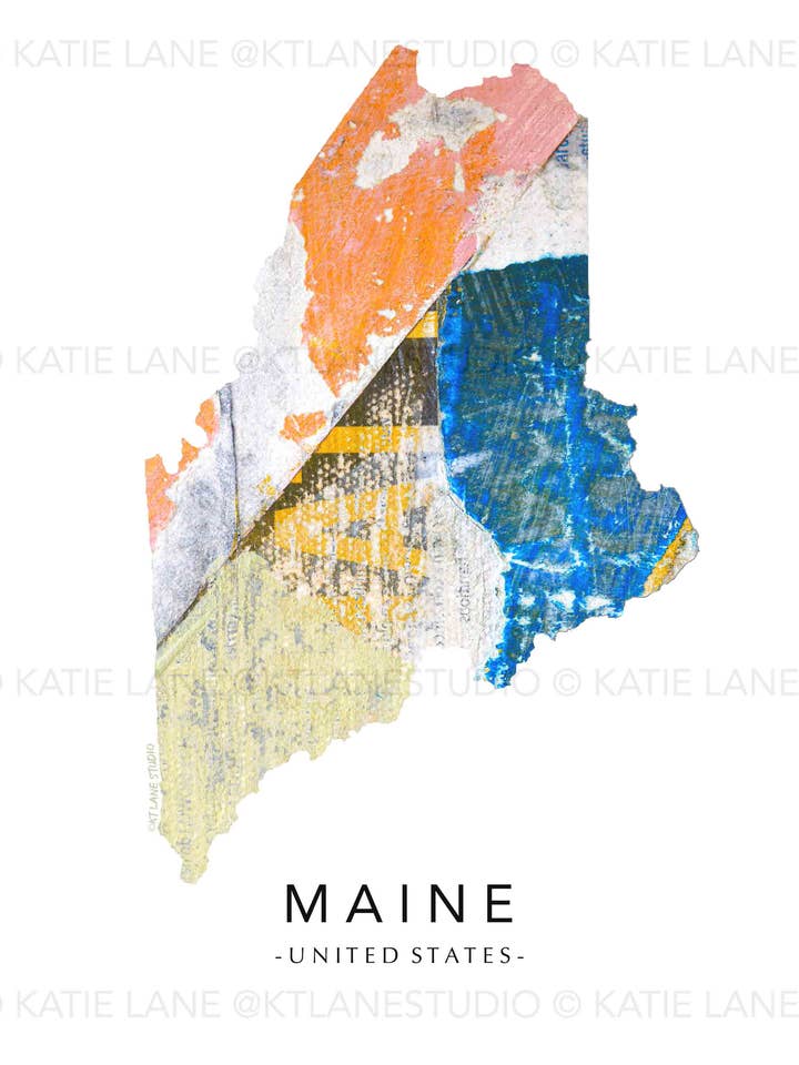 Maine State Print for wholesale by KT Lane Studio