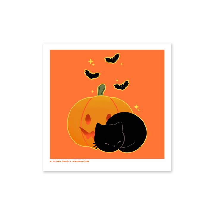 Tableau artistique Sassy Kitties Pumpkin Patch Sleeping pour la vente par SHOURIMAJO