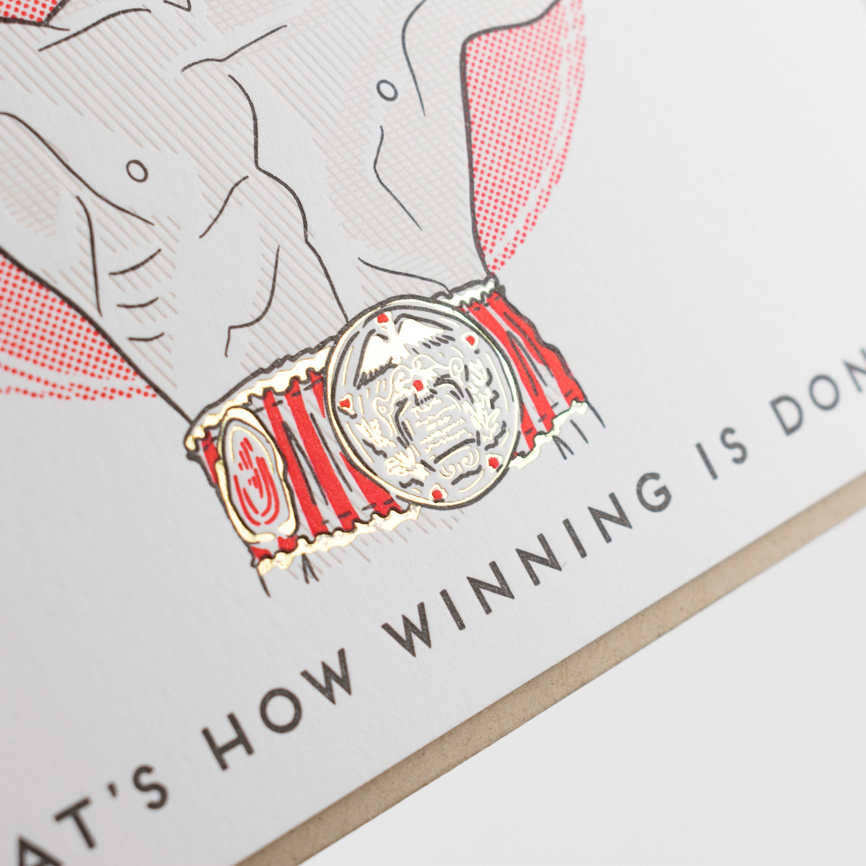 Porchlight Press Letterpress – Großhandel Glückwunschkarte – That's How Winning is Done — Rocky-Grußkarte2