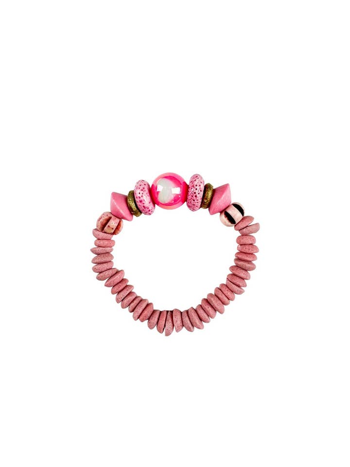 Bracelet Empilé Cœur | Rose Fuchsia pour la vente par Twine & Twig