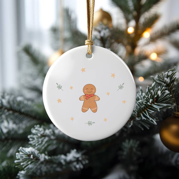 Gingerbread Man Ceramic Christmas Bauble for wholesale by Frame Your World Shop