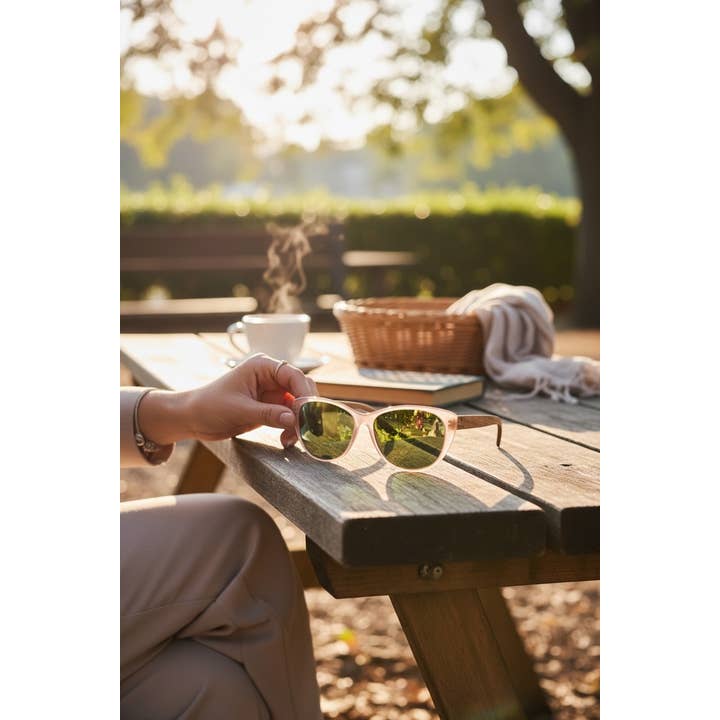 BOTTEGA SMERALDA - Vente Lunettes de soleil – femme - Lunettes de soleil en bois VALENCIA Poudre8