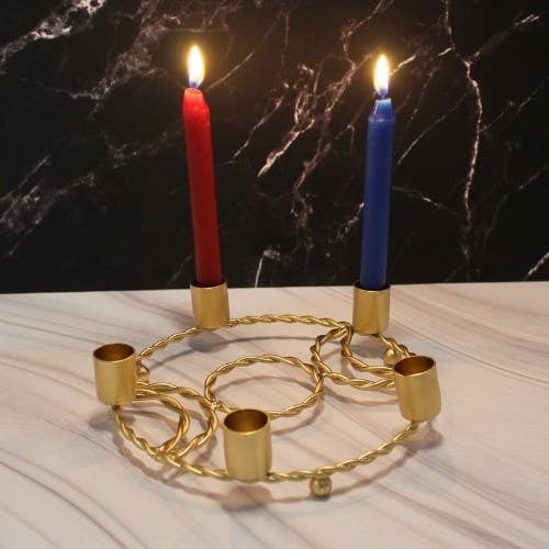 Green Tree – wholesale Candle holder – Iron Triple Moon Candle Holder 15 cm Gold1