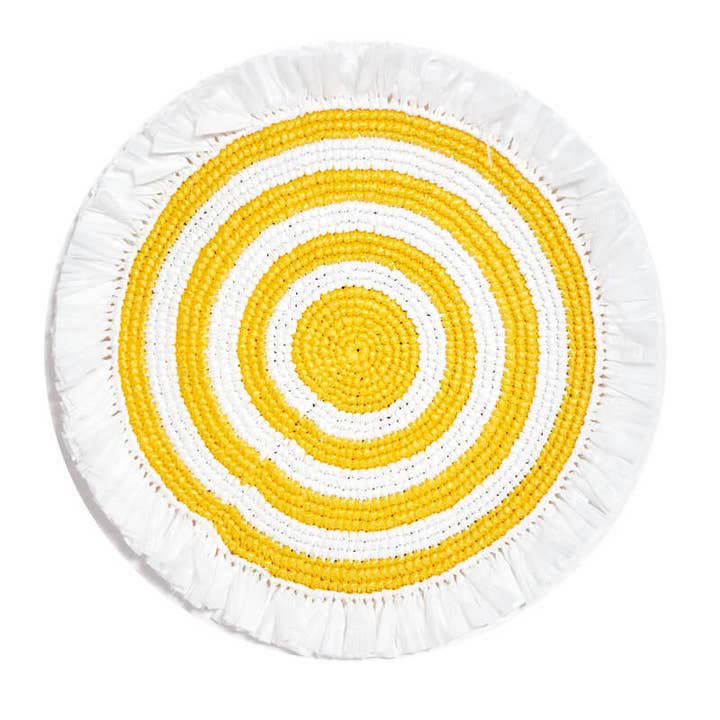 Placemats Franjas Tecidas - Branco & Amarelo Canário por atacado de Von Gern Home