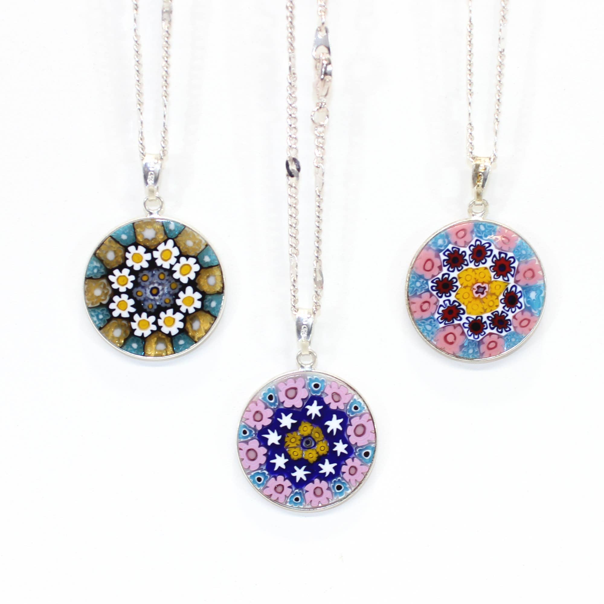 San Lorenzo Design – Engroshandel Halskæde med vedhæng – Murano venetiansk glas rund vedhæng, millefiori, håndlavet5