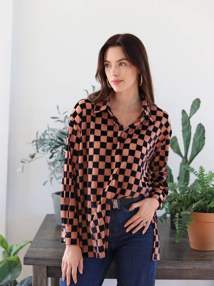 TH1305 BLACK/ NUDE VELVET BURNOUT for wholesale by Turquoise Haven