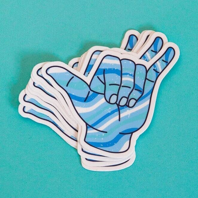 Hang Loose Shaka Surf Adventure Vinyl Decal Sticker for wholesale by Golden Mountain