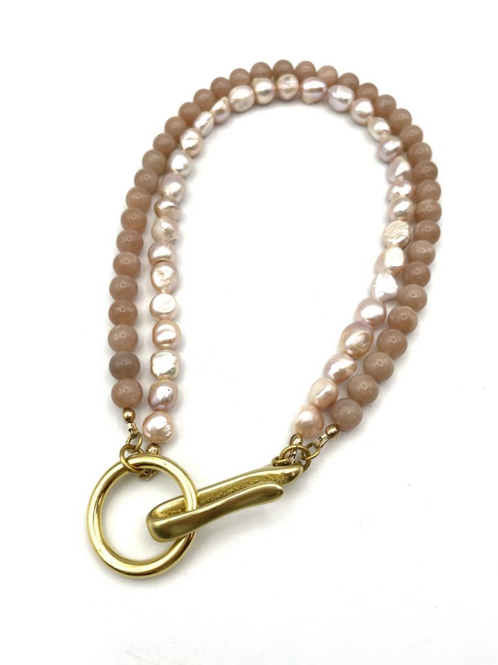 Pink Moonstone & Peach Fresh Water Pearl Armour for wholesale by Ashera Armour