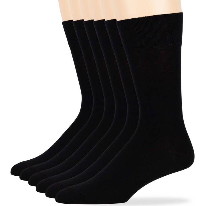 Men's Cotton Dress Crew Socks - 6 Pack - Black for wholesale by 7Bigstars Kingdom