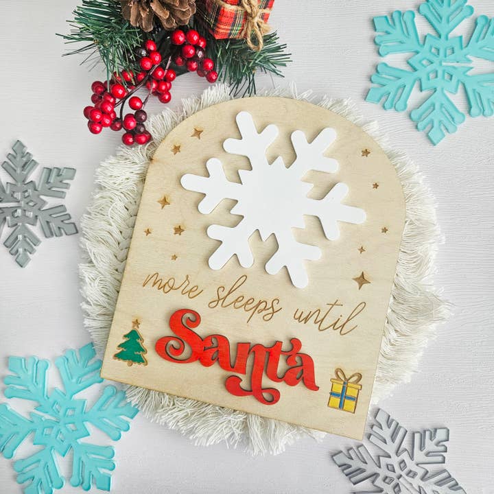 WhimsyLotus - Vendita all'ingrosso Decorazione natalizia - Cartello con conto alla rovescia natalizio | Sleeps Until Santa | Cancellabile a secco