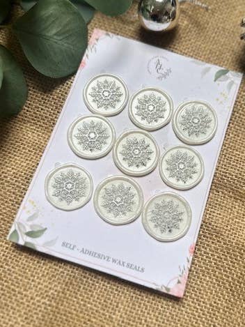 Christmas Silver Snowflake Wax Seal Set - pack of 9 seals for wholesale by Amberleigh Home Crafts