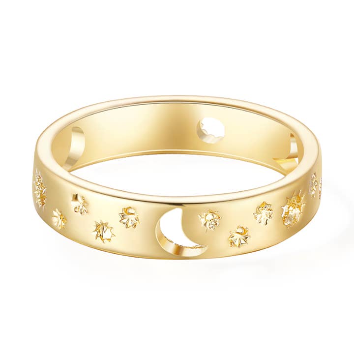 Bague Moonphase - Or jaune pour la vente par Glacier Mist