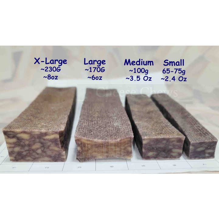 JUST Cheese Chews - Wholesale Pet Treats - Dog - Dog cheese chew. Blueberry M/S Himalayan Yak ~3.5oz 100g3