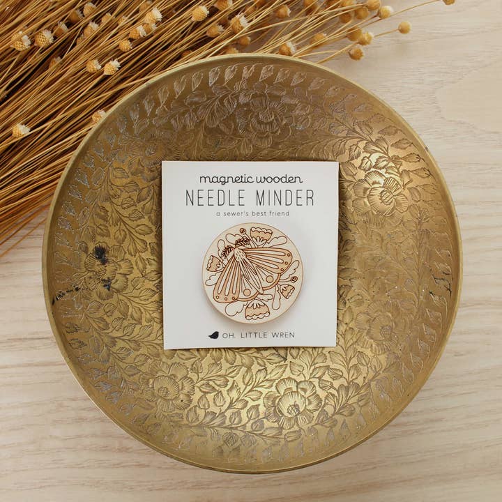 oh, little wren - Wholesale Embroidery/Cross Stitch Supplies - Wood Moth Needle Minder, Nature Themed Sewer's Gift1