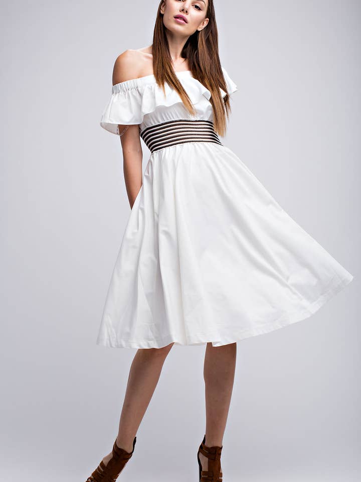 Vestido con volantes en un solo hombro para venta al por mayor de Ambi Design