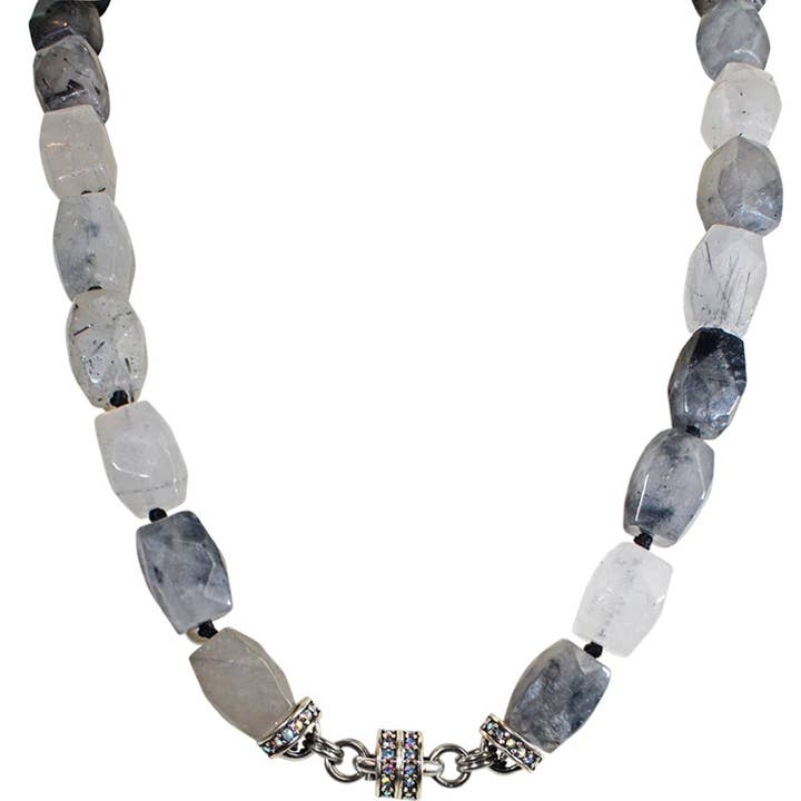 Cathedral Quartz Faceted Magnetic Necklace (Silver Ox) for wholesale by Kirks Folly