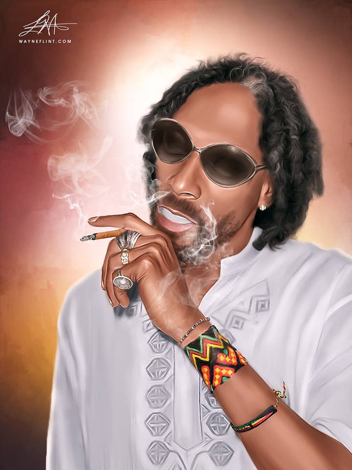 Snoop Dogg Digitales Ölgemälde von Wayne Flint für den Großhandel von Wayne Flint Digital Portraits