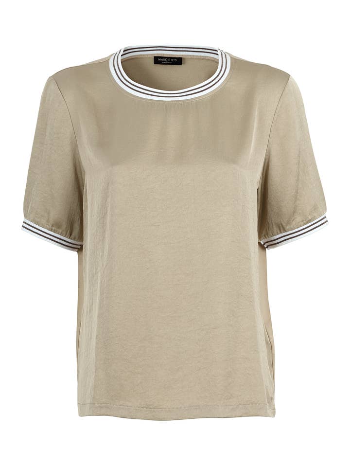 Striped Rib Knit Trim Tee for wholesale by Margittes