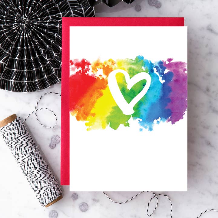 LG38 - "Brush Rainbow Heart" Greeting Card for wholesale by Design With Heart