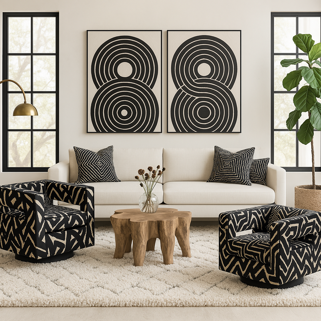 HF Atelier - Wholesale Chair - B&W Graffiti Swivel Chair for Bar, Restaurant or Residential6