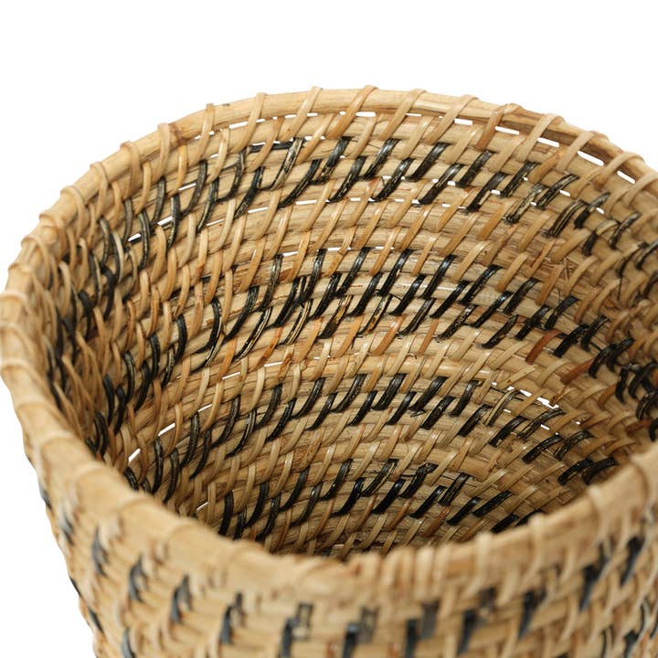 Amara - Wholesale Basket - Handmade 11" Round Rattan Striped Basket2