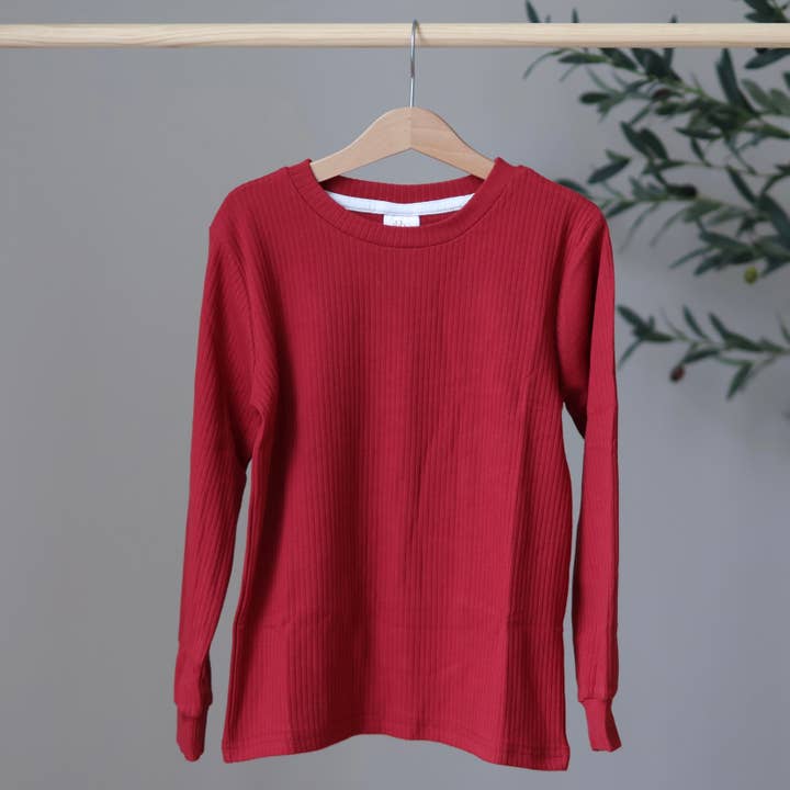 Cranberry Geribbelde Top voor wholesale door Belle + Bea Basics