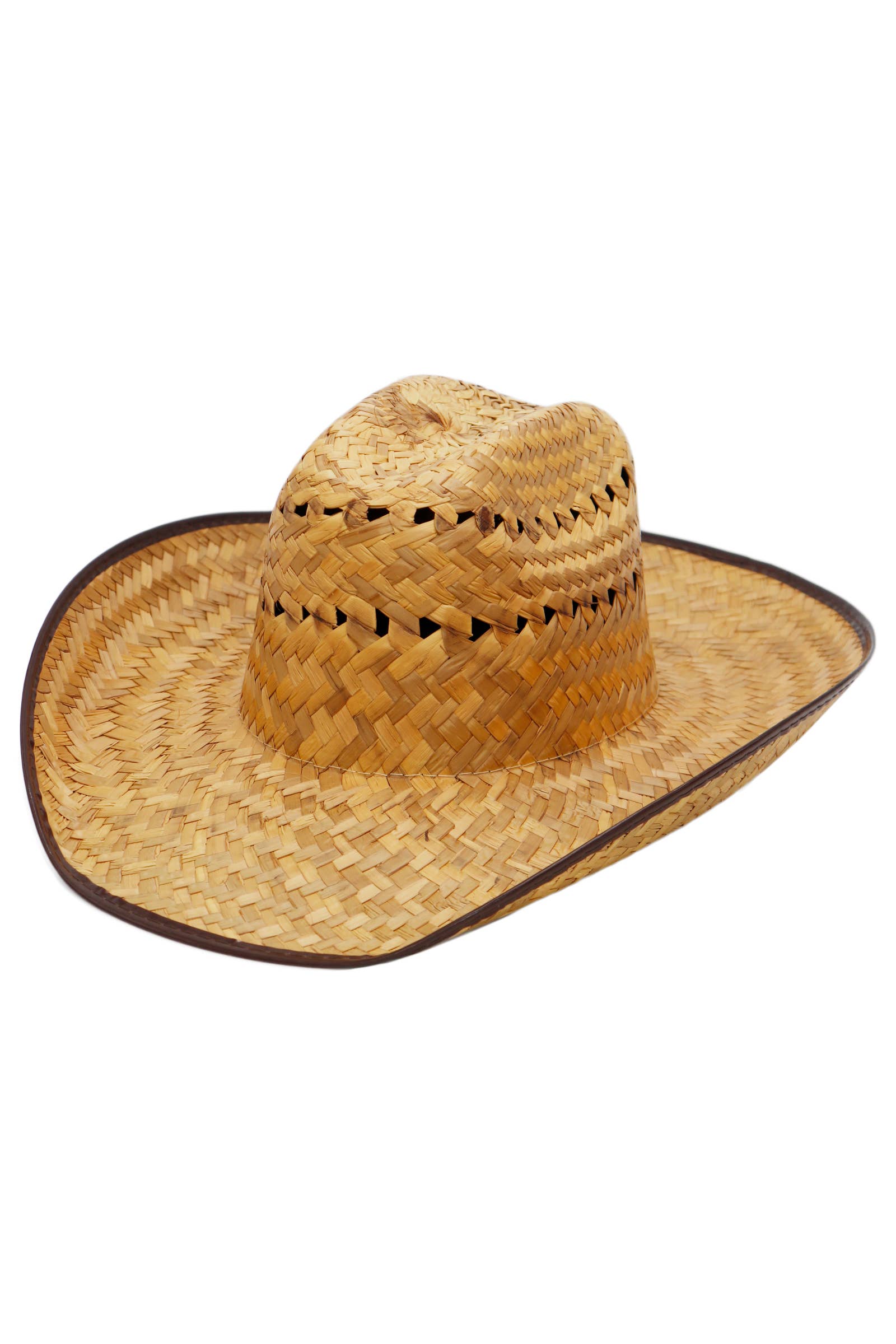 NATÜRLICH/BRAUN Kinder-Cutter-Krone Cowboyhut mit lockerem Taco-Schirm aus Naturstroh für den Großhandel auf Faire3