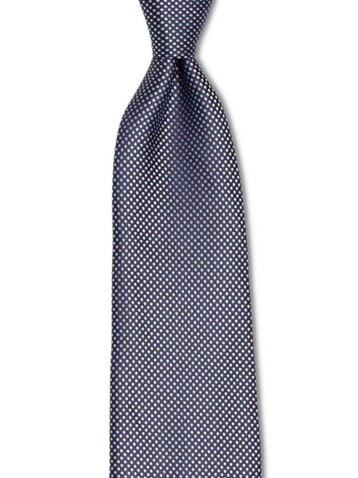 Navy Blue Reflective Silver Dotted Traditional Tie for wholesale by GoTie
