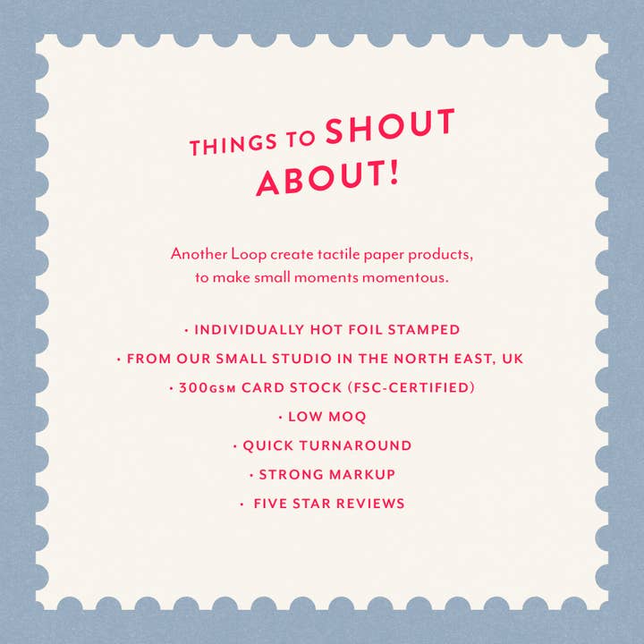 Another Loop - Wholesale Stationery/Notecard Set - Blank Gift Voucher Pack | Pink Hot Foil Golden Tickets3