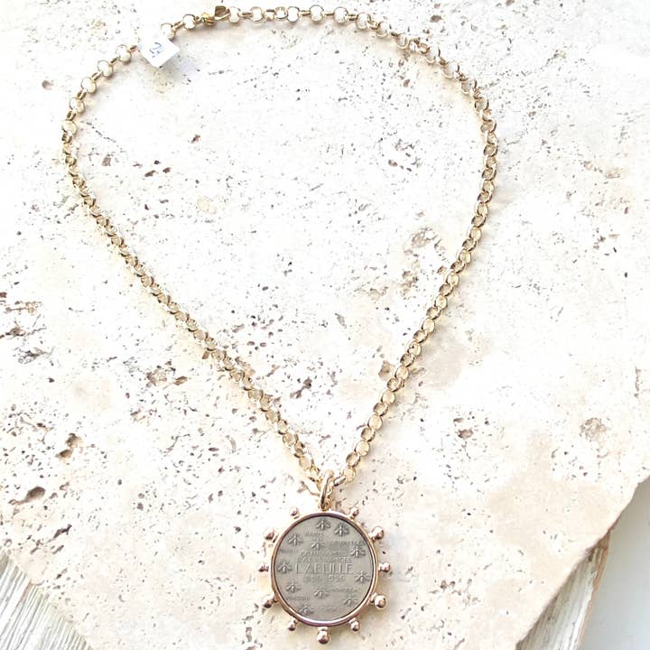 VB&CO Designs Handmade Jewelry - Wholesale Pendant/Charm Necklace - Simple French coin necklace rolo chain1