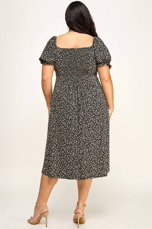 Lemon Tree - Vente Robe – femme - Robe midi fleurie à fentes Ditsy7