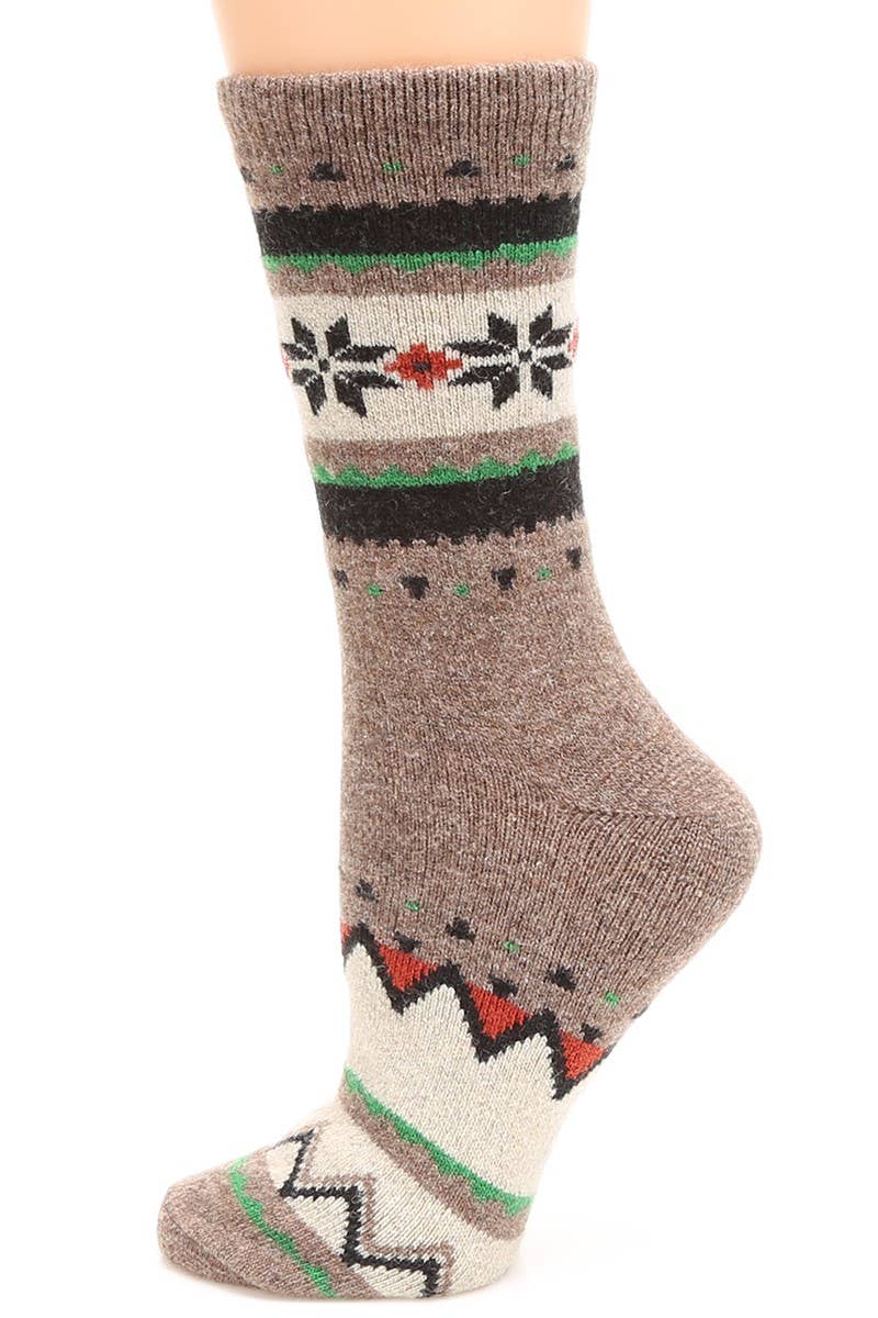 Women's Snowflake Wool Blend Crew Socks for wholesale on Faire9