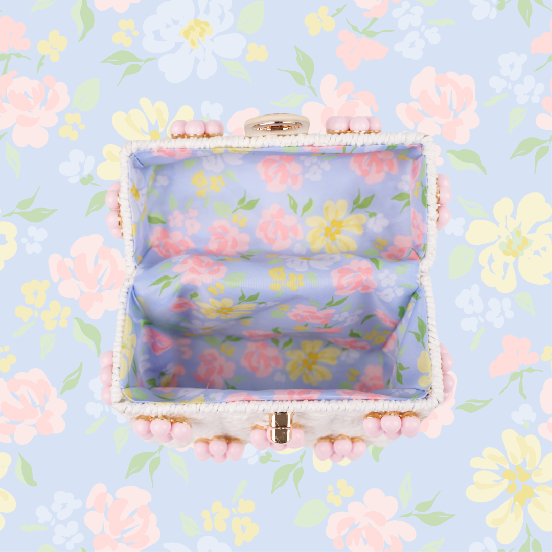 By Jenna Lee - Wholesale Top Handle Bag - Women's - Wicker Bucket Daisy Flower Purse33