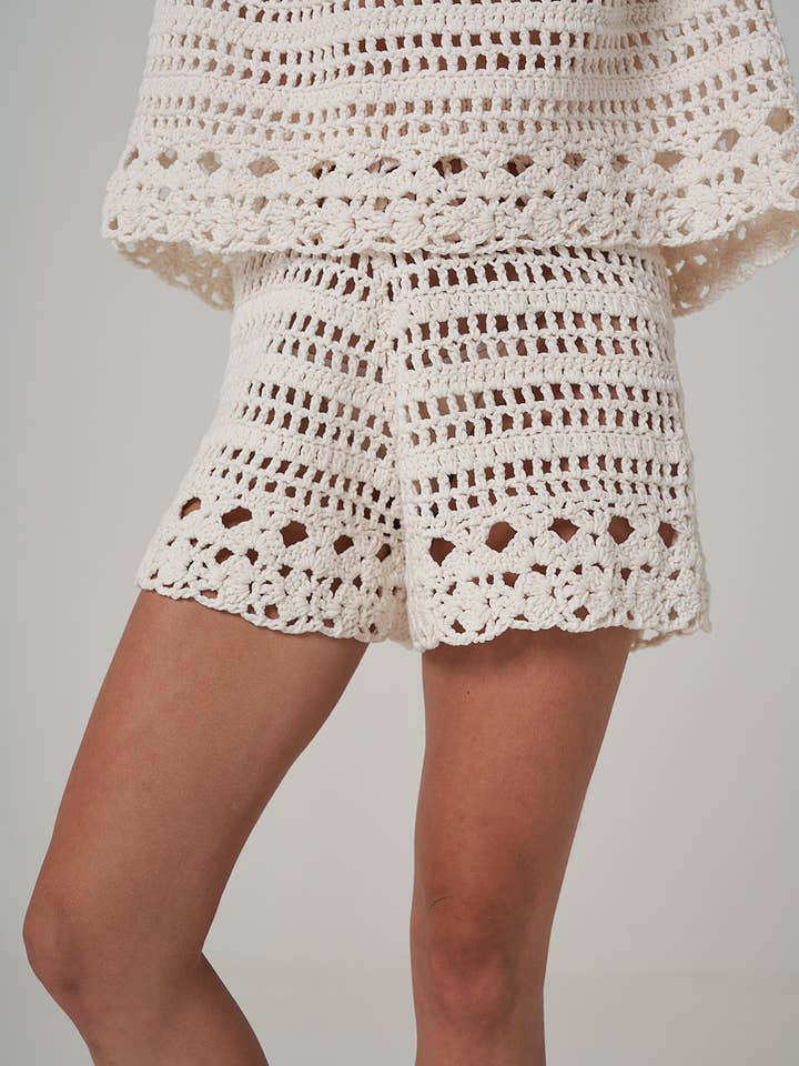 SARAH Hand crochet organic cotton shorts for wholesale by Leap Concept