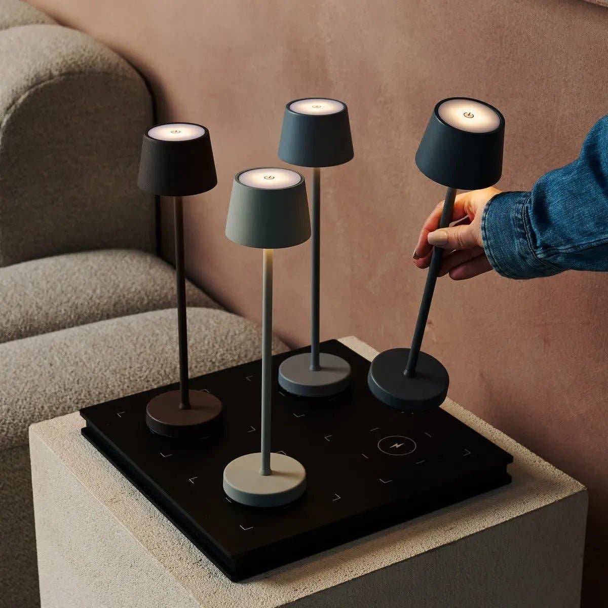 Tavellio - Wholesale Accent/Desk Lamp - Vondel Mini Stone Grey Cordless Lamp | Dimmable & Perfect for Hospitality Industry2