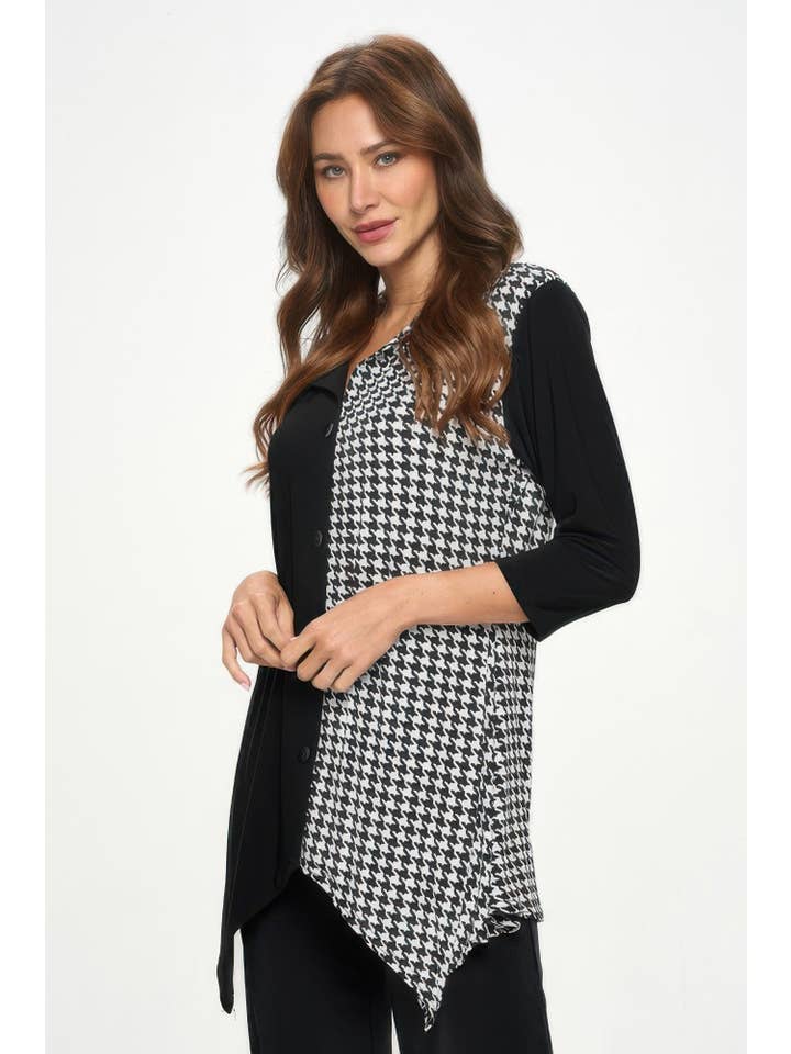 CC Wholesale Clothing – wholesale Tunic – Women’s – Hit Contrast Button 3/4 Sleeve Top1