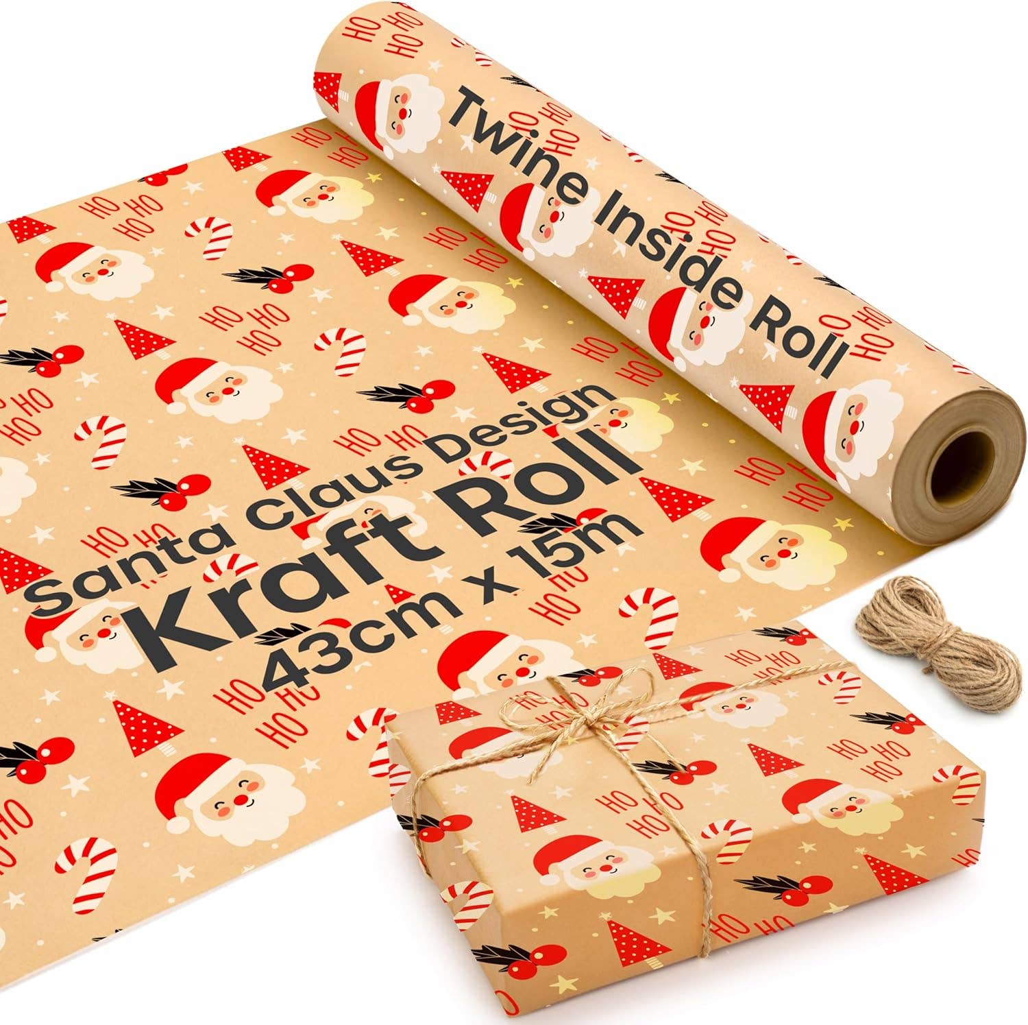 Jara Trading - Wholesale Wrapping Paper Roll - Kraft Wrapping Paper - 15M x 43CM Premium Gift Wrapping Paper Roll Patterned with Strings - Brown Paper Roll Used as Christmas Wrapping Paper, Birthday Wrapping Paper or Parcel Packing8