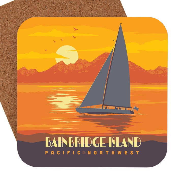 Sous-verre de voile de l'île Bainbridge du nord-ouest du Pacifique pour la vente par Tourist Courts