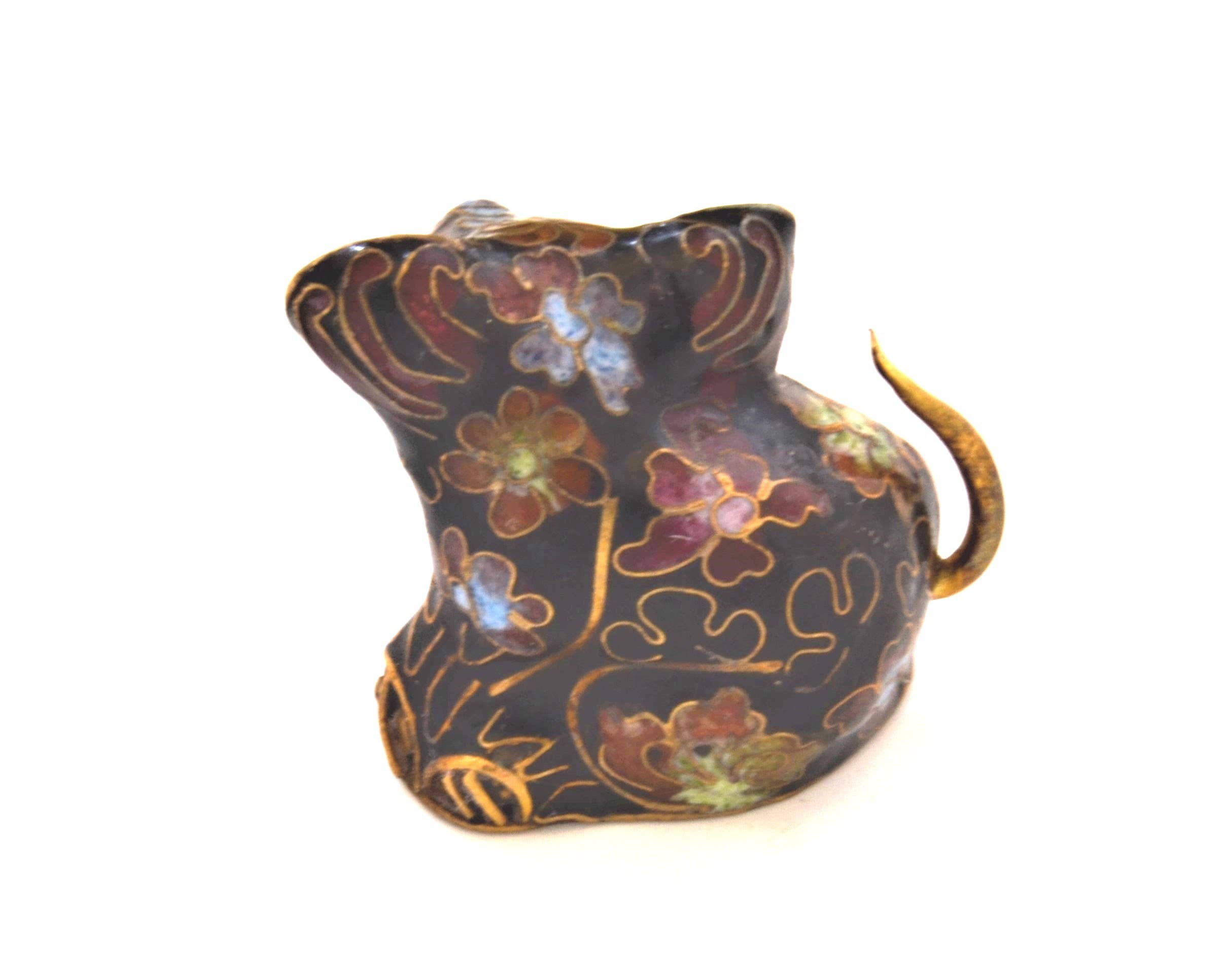 Ciel Collectables - Wholesale Decorative Figurine - Vintage Cloisonne Pig Figurine. Handmade with Floral Design11