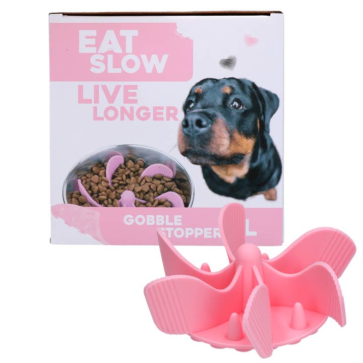 Eat Slow Live Longer Gobble Stopper Roze L voor wholesale door Hofman Animal Care
