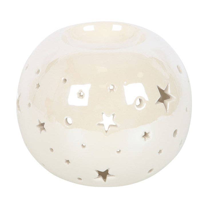 Something Different Wholesale - Wholesale Oil Warmer - White Iridescent Star Oil Burner and Wax Warmer