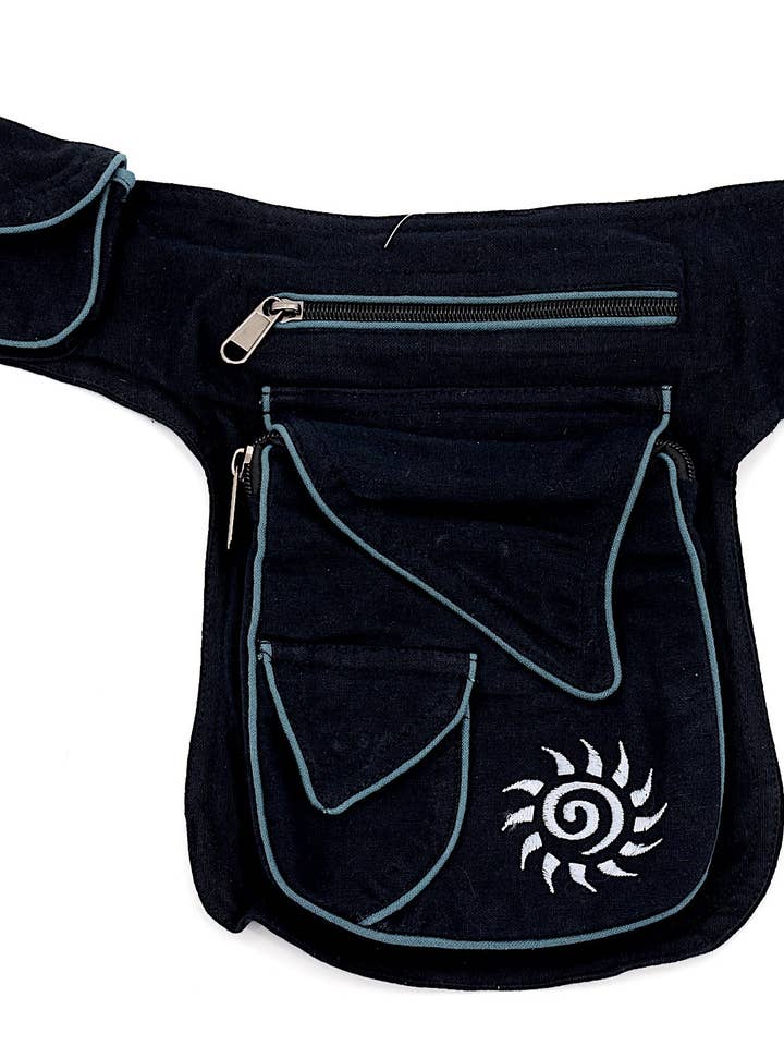 Sac banane en coton brodé à la main avec soleil pour la vente par Himalaya Handmade