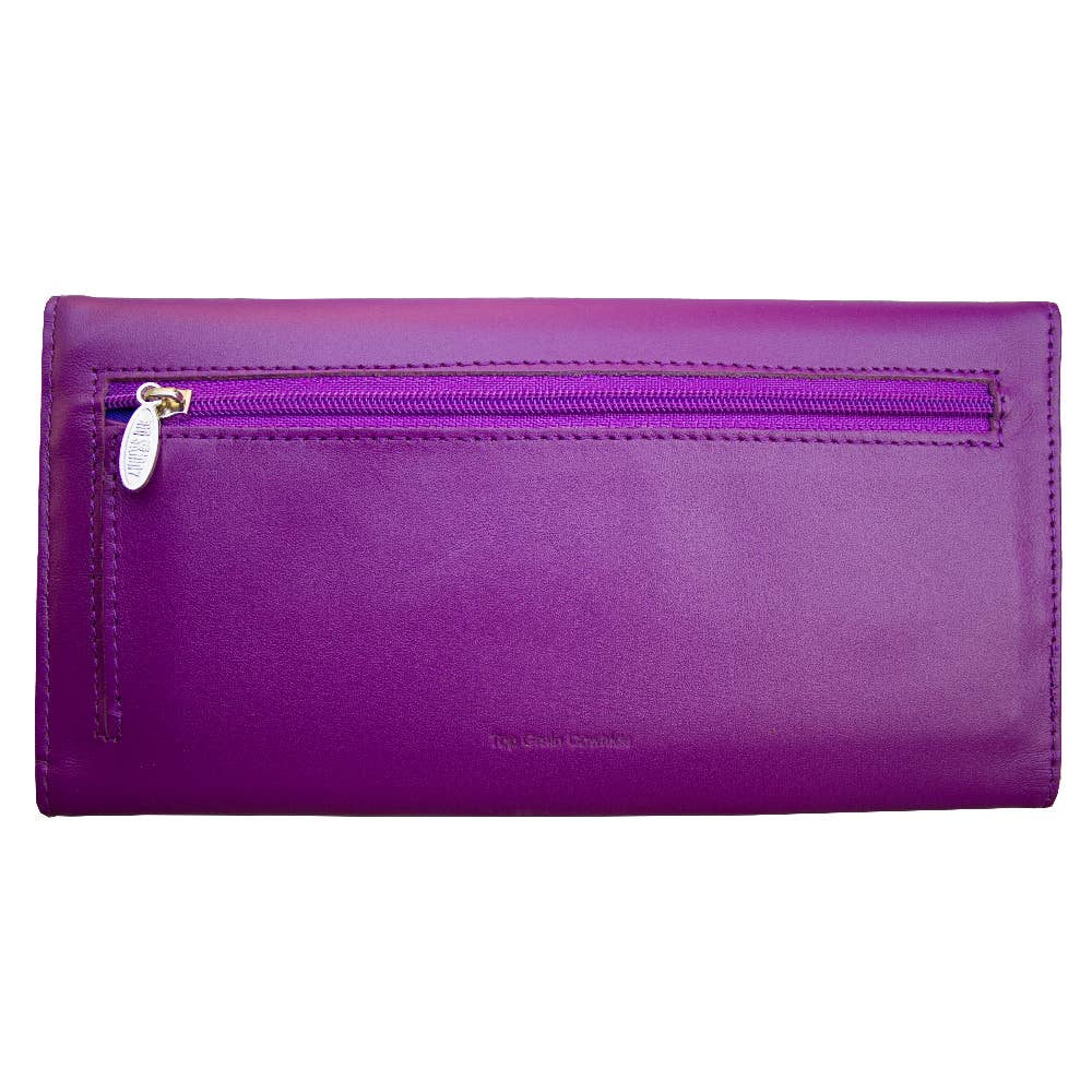 Big Skinny Wallets - Wholesale Wallet - Women's - Leather Slimvelope Trifold Clutch Wallet - Purple2