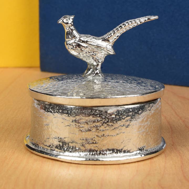 Glover & Smith - Wholesale Jewelry Box/Organizer - Pheasant Trinket Box, English Pewter Gifts