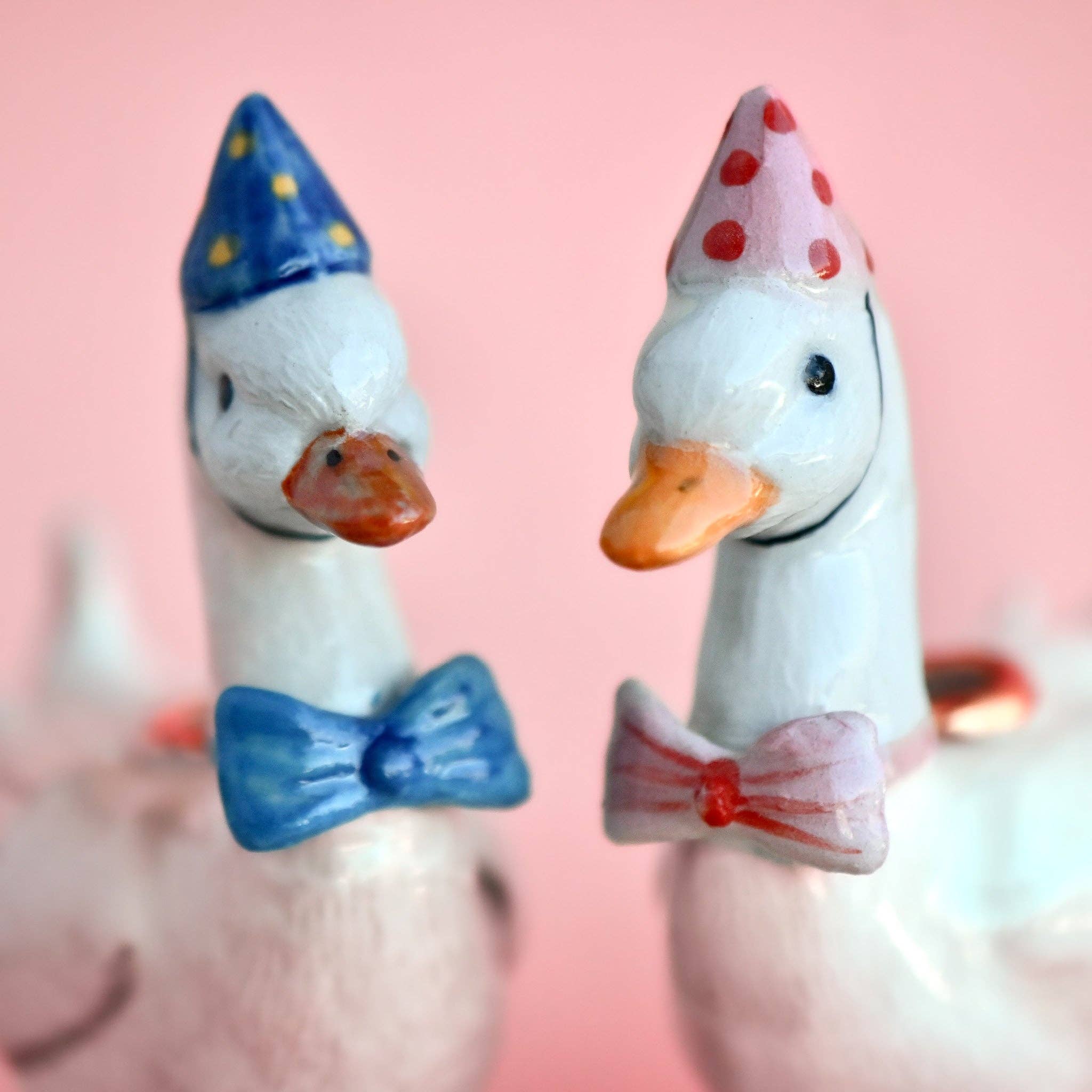 Camp Hollow Porcelain Animal Treasures - Wholesale Cake/Cupcake Topper - Pink Goose Cake Topper6