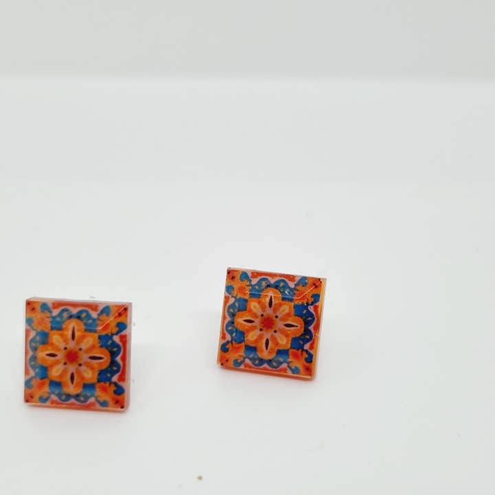 LUSO TILES JEWELRY - Wholesale Gauge/Plug Earrings - Pendientes post cuadrados coloridos15