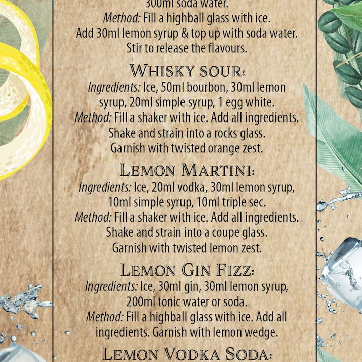 Drink Botanicals Ireland – Engroshandel Cocktailmix/sirup – Premium Lemon Sirup 500ml - Drik Botanicals Danmark