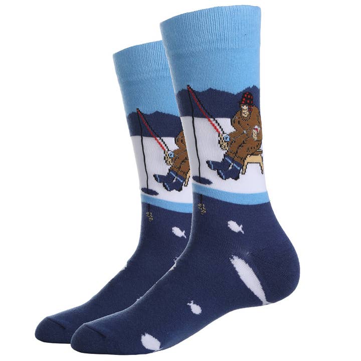 Ice Fishing Bigfoot Socks for wholesale by Sock Harbor / Bigfoot Sock Co.