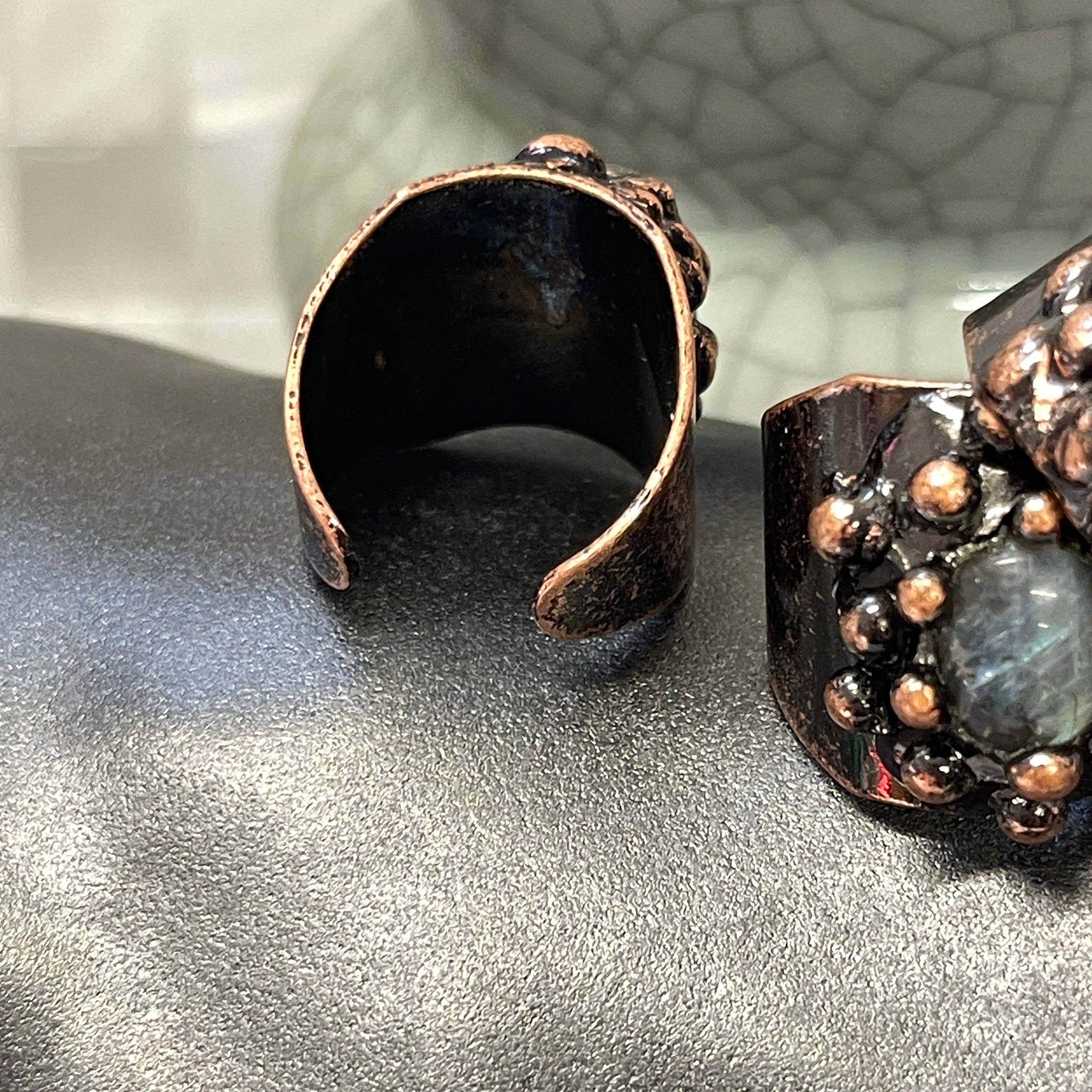 Peace Love Bling - Wholesale Cocktail/Statement Ring - Copper Labradorite Shield Ring4