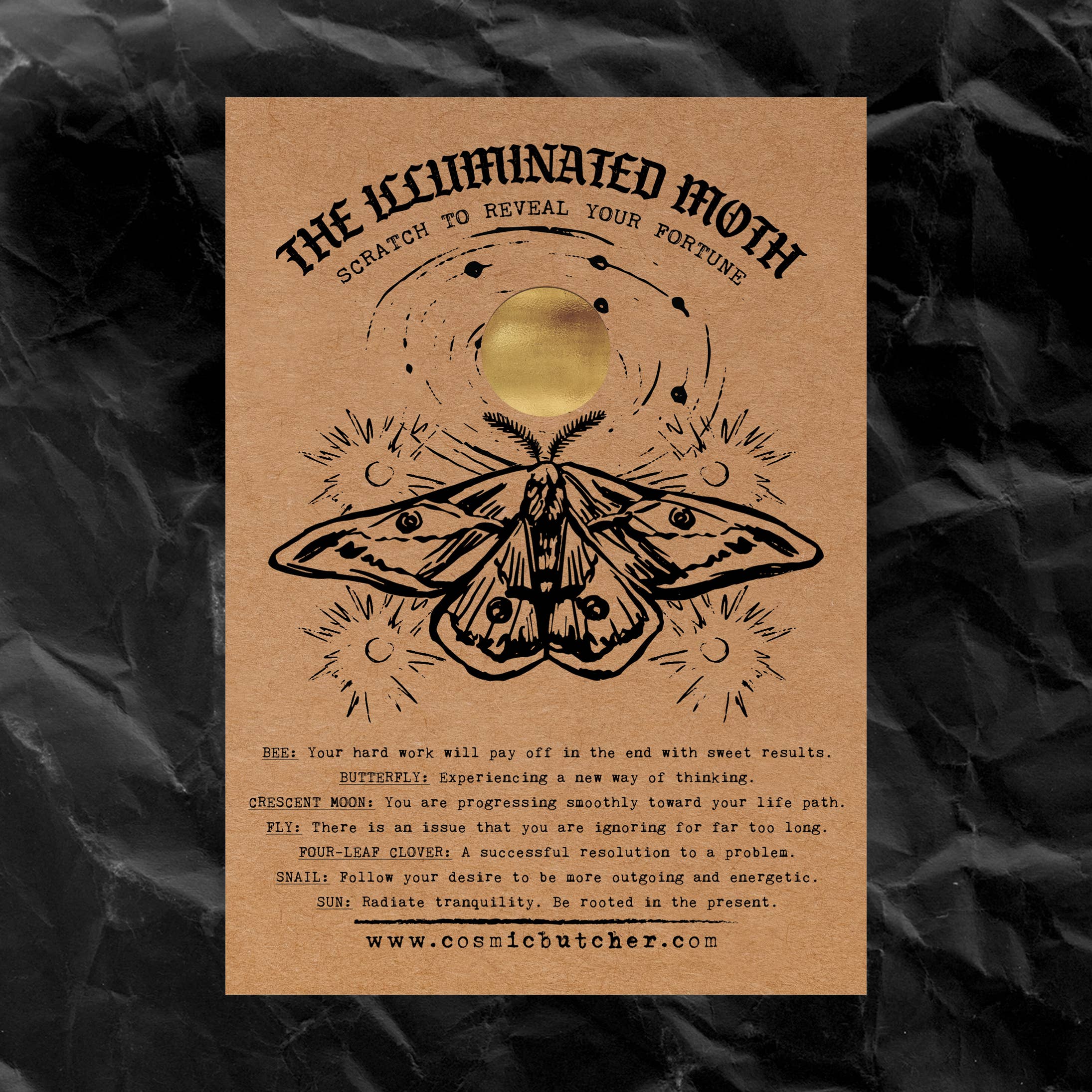 Cosmic Butcher - Wholesale Tarot Cards - "ILLUMINATED MOTH" Scratch Off Affirmation Fortune Card5